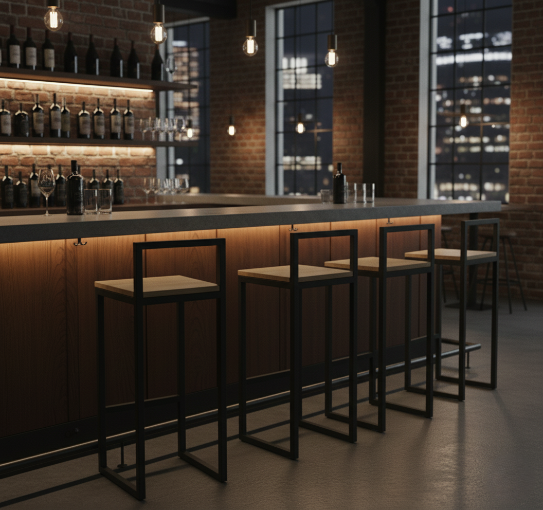 Sillas para bar en una barra de restaurante